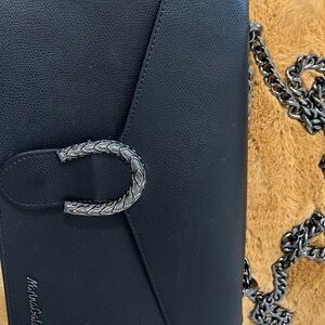 MARINA Black Crossbody Bag with Silver Accents